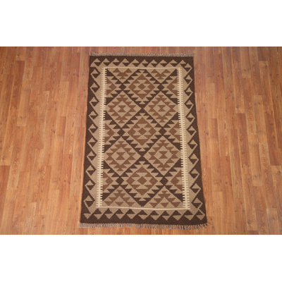 Reversible Wool Kilim Geometric Area Rug 3x5