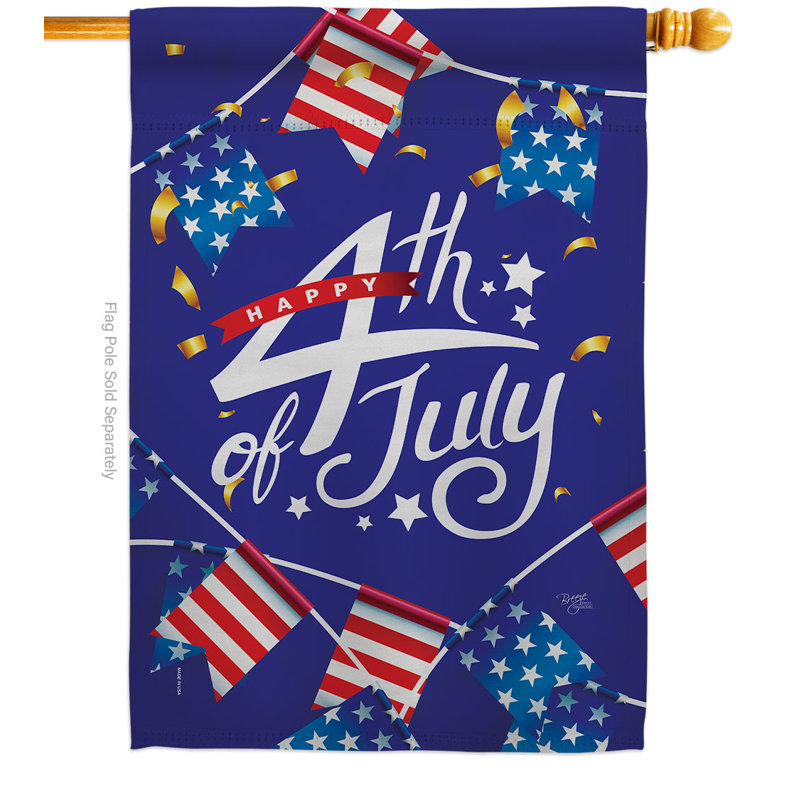 Double Sided Polyester Independence Day House Flag, 40" H x 28" W