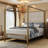 Canopy Bed – Metal Frame with Soft Headboard, Box Spring Required-1377697335-1377697329