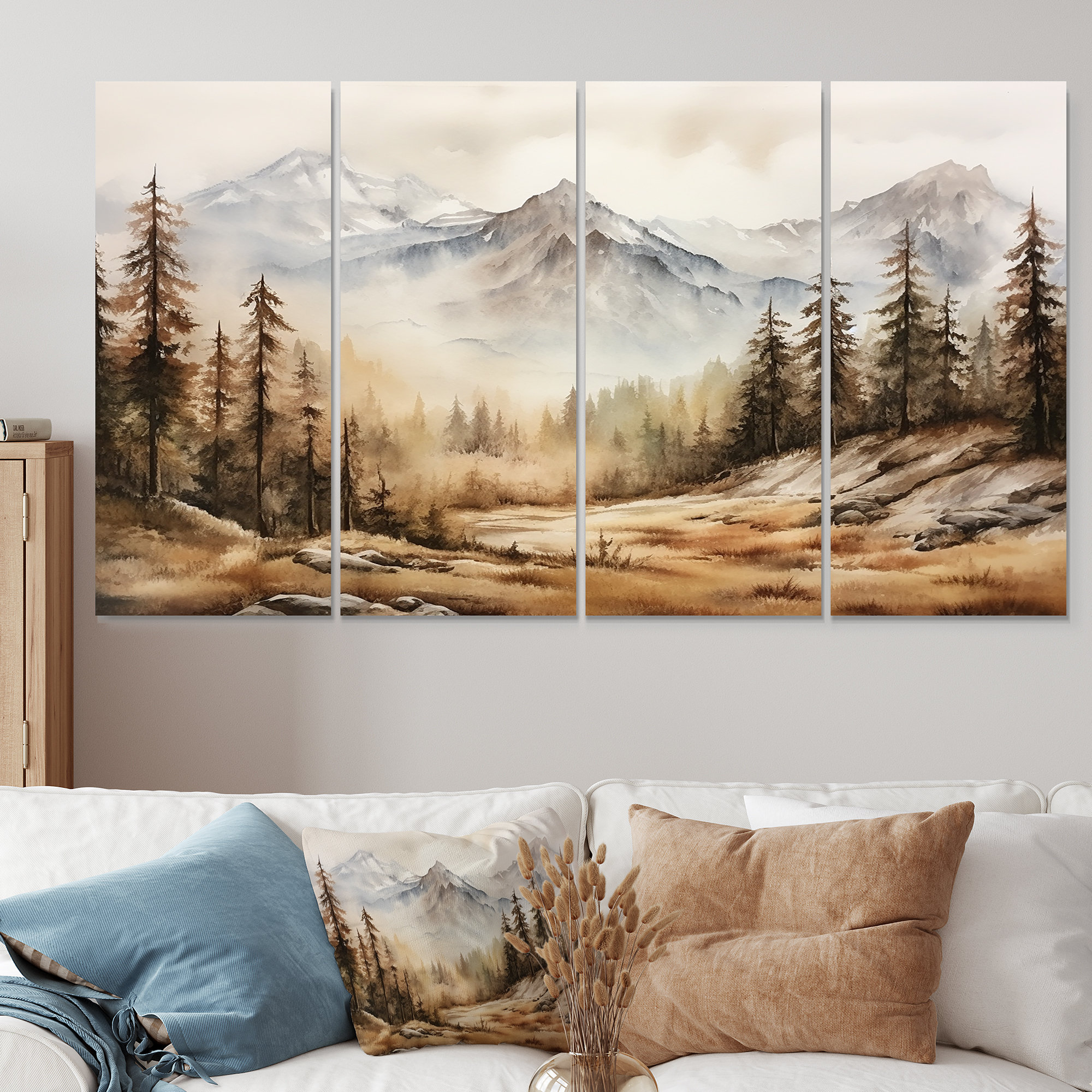 Millwood Pines European Fog Mountain Dream I - Winter Landscape 4 Piece ...