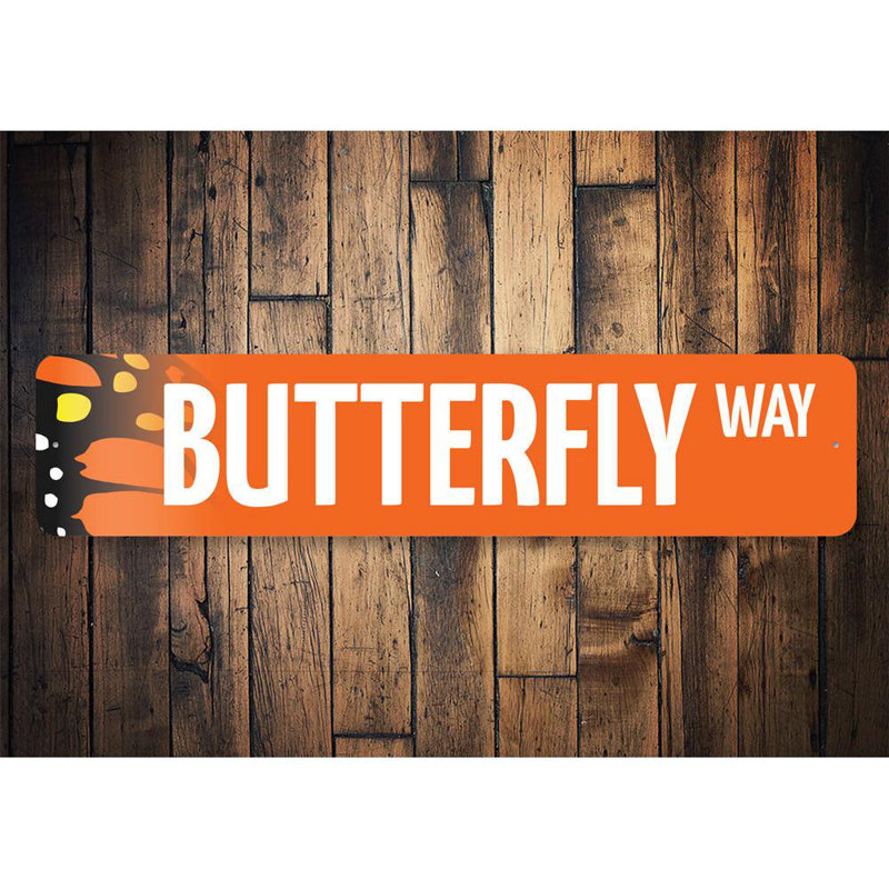 Plaque en aluminium Butterfly Street, H 4 po x l 18 po x P 0,04 po