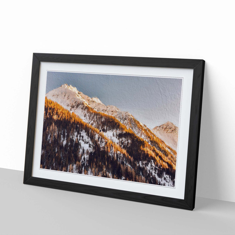 Winter in the Mountains - Picture Frame Painting Print, 48cm H x 65cm W x 2cm D, Black Framed