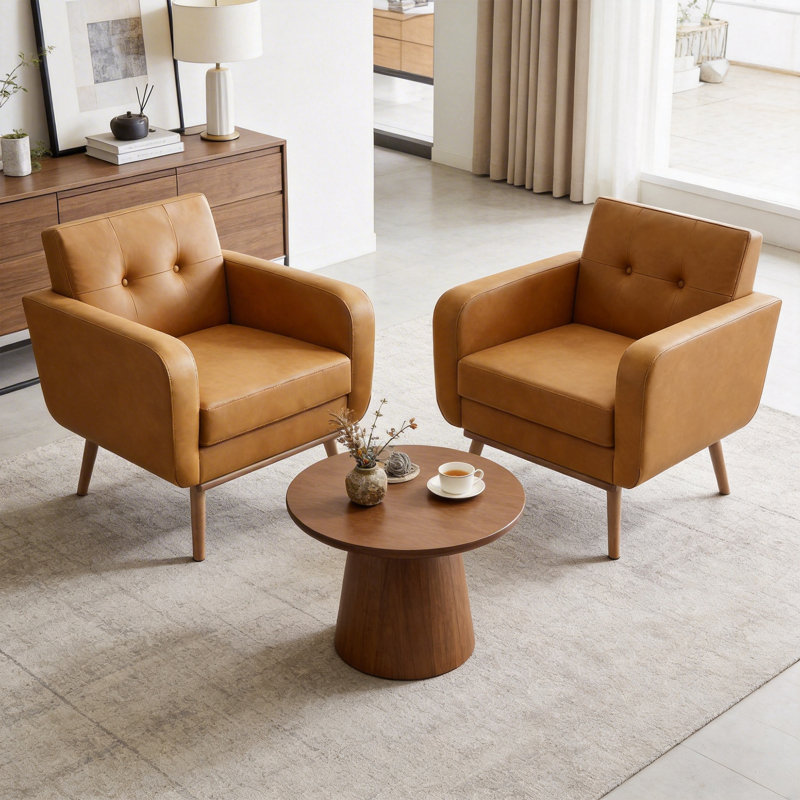 Faux Leather Armchair, Brown Faux Leather