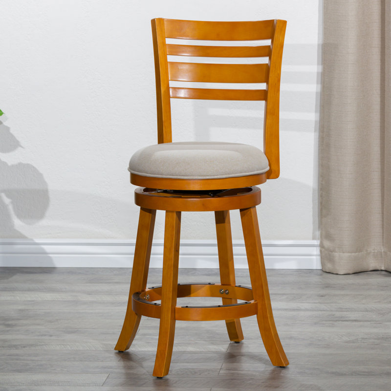 Swivel Upholstered Counter Stool, Beige, Natural
