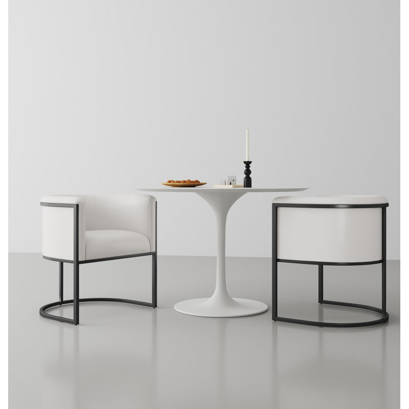 Virgil Faux Leather Upholstered Arm Chair, 2, White