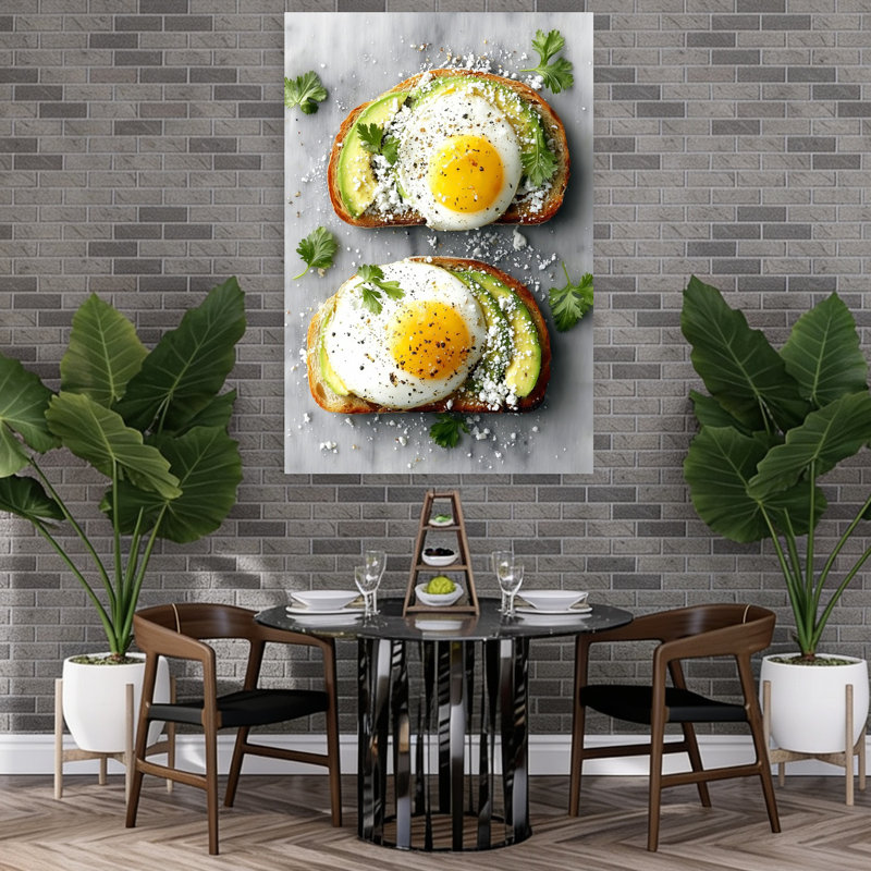 «Avocado Egg Toast», art mural contemporain, 60" H x 40" W