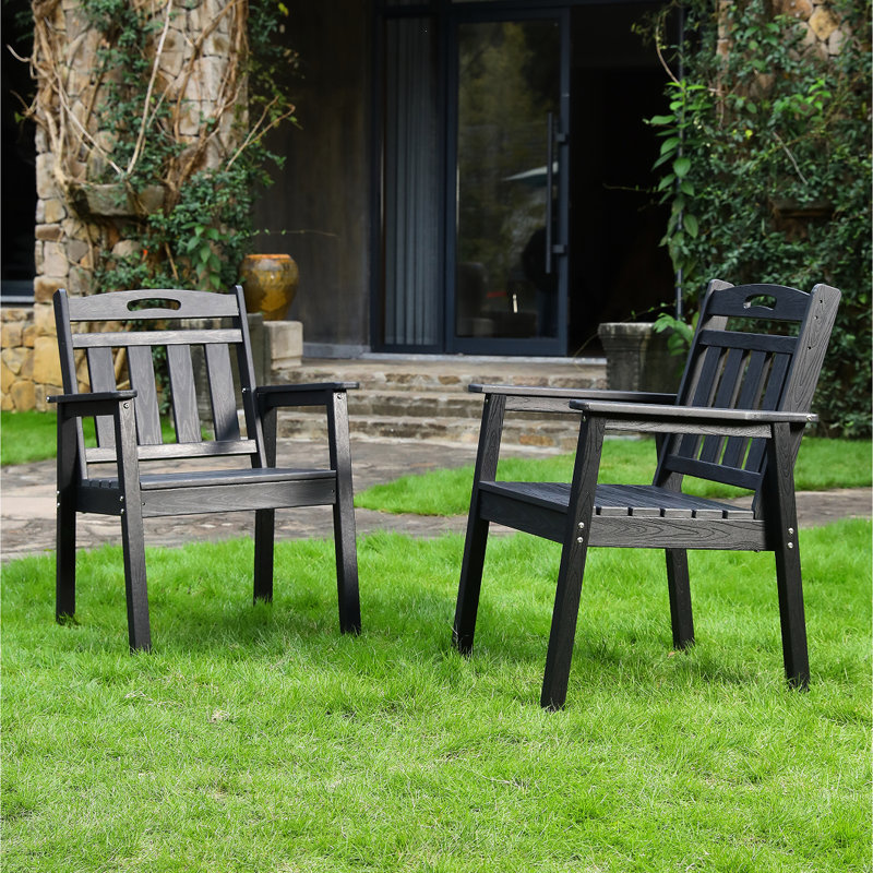 Chaise noire pour balcon extérieur, résistante aux intempéries, confortable pour les repas - Noire, élégante, ergonomique, antitache, facile d'entretien