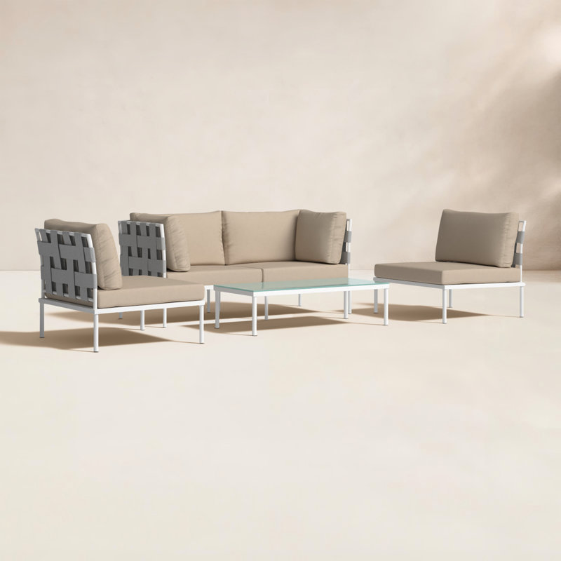 Harmony 5-piece Outdoor Patio Aluminum Sectional Sofa Set, Beige