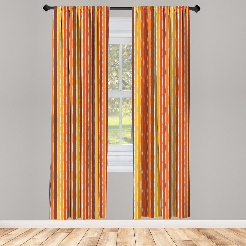 Earth Tones Striped Semi-Sheer Rod Pocket Curtain Panels, 28" x 63"