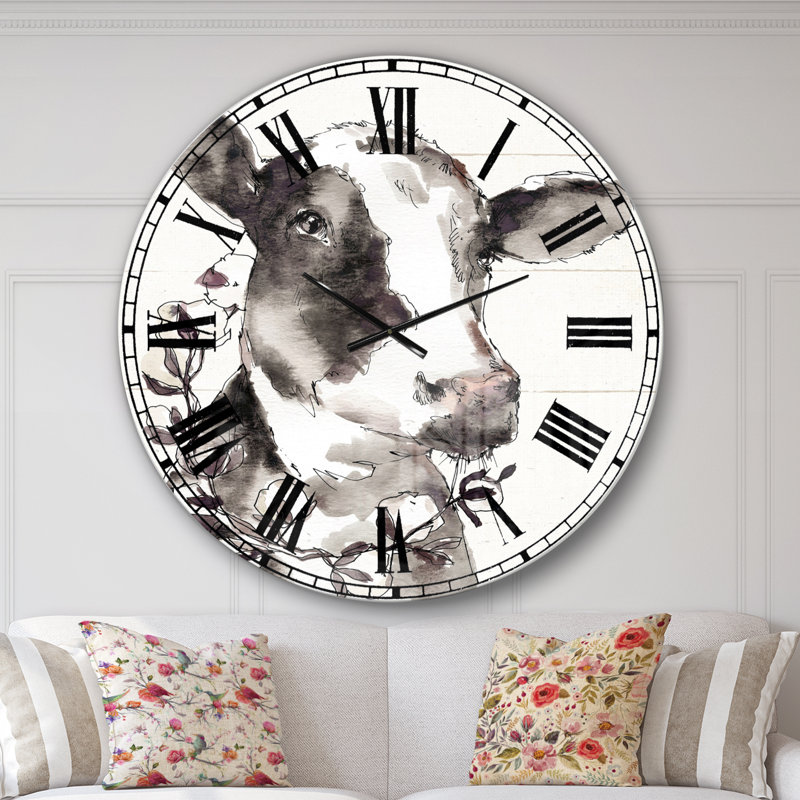 Swigart Cow Portrait Country Life - horloge murale maison de campagne, Grand