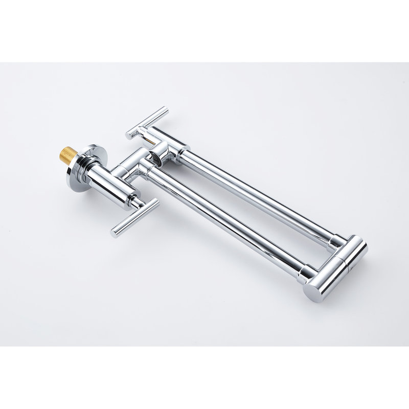 Folding Pot Filler Faucet For Kitchen, Wall Mounted, 360 Swivel, Brass, , Double Handle Design Precise And Efficient Water Supply, To Control Flow,