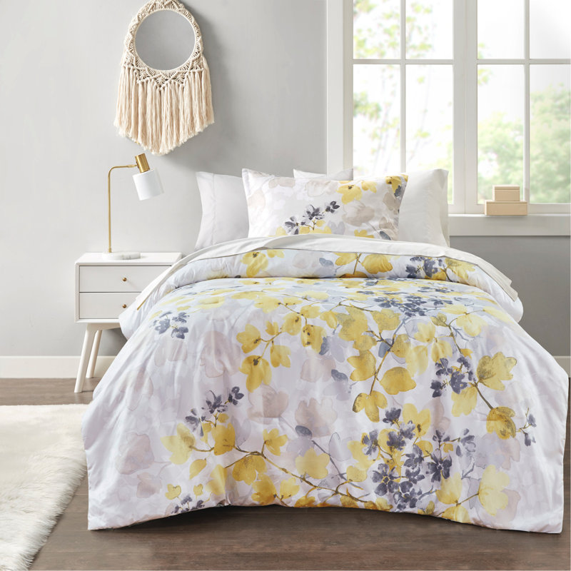 Ensemble d'édredon avec draps jaune très grand, Très grand édredon et 8 pièces supplémentaires