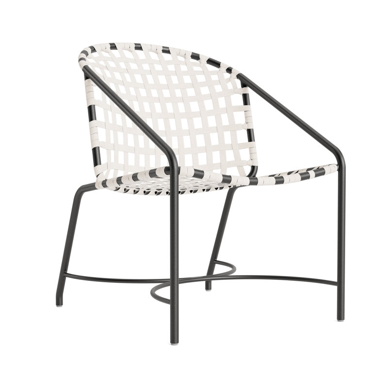 Kantan Outdoor Lounge Chair, Textured Pewter/White Suncloth Lace