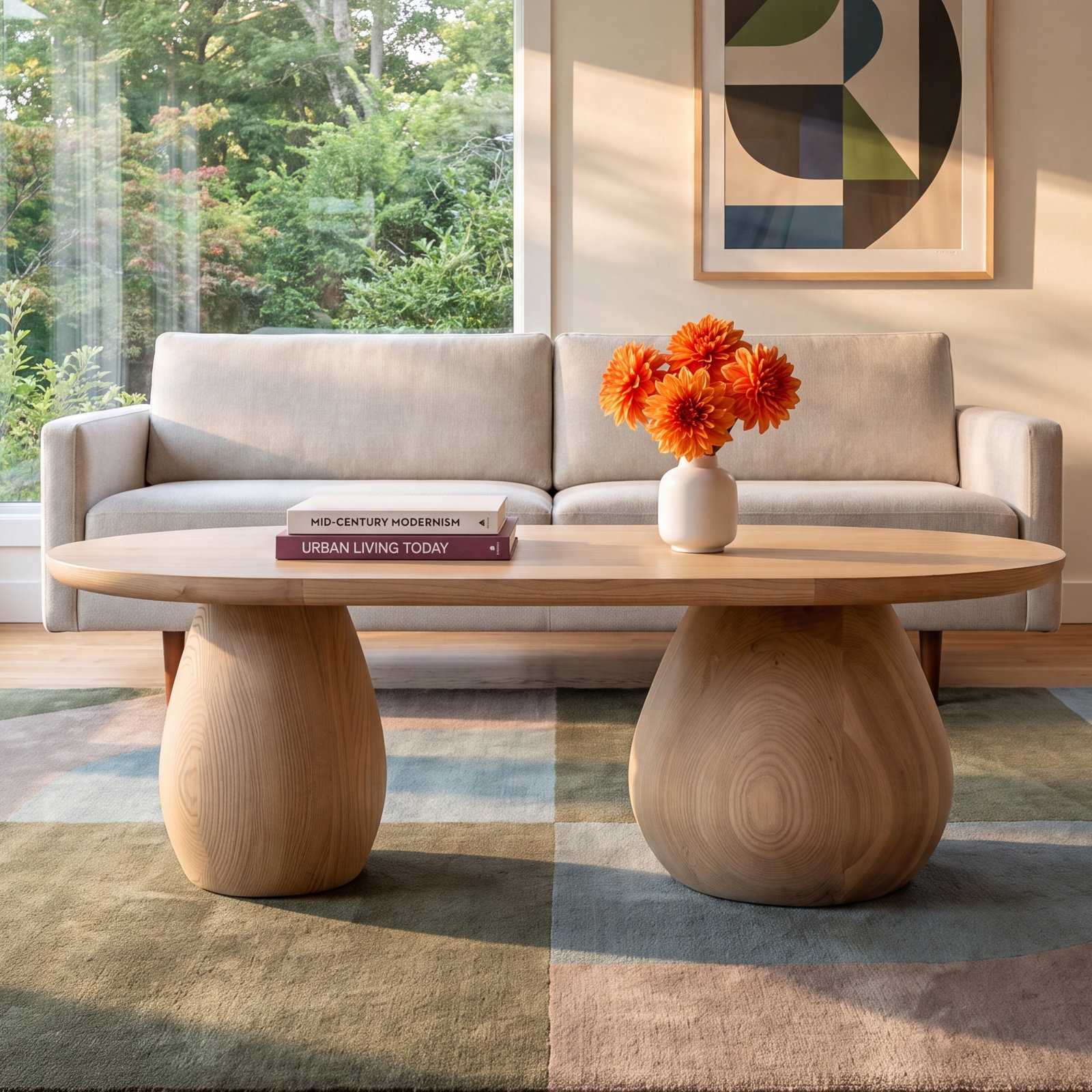 Reidan Solid Wood Single Coffee Table, Beige