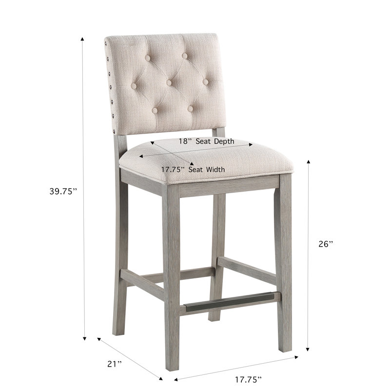 Chamness Upholstered Counter Stool with Solid Wood Frame, Counter Stool (26” Seat Height)