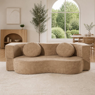 Canapé-lit 2 en 1 pliant avec coussin, canapé-lit simple, causeuse de plancher et futon, canapé-lit pliant en mousse pour le salon, les invités, le bureau, un appartement, aucun assemblage requis, abricot