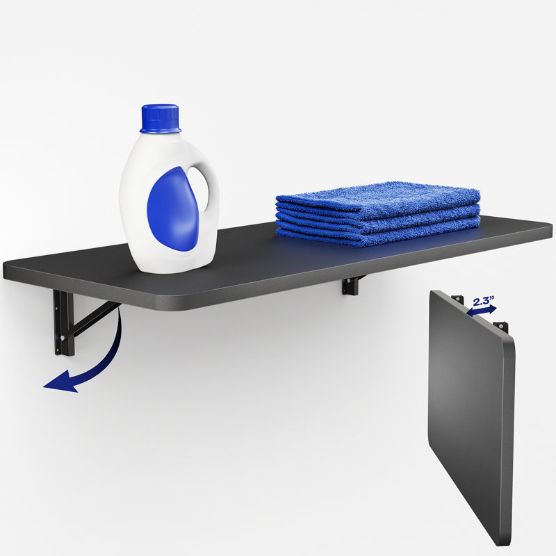 Wall Mounted Folding Workbench, Black, 2.9" H x 43.3" W x 18" D