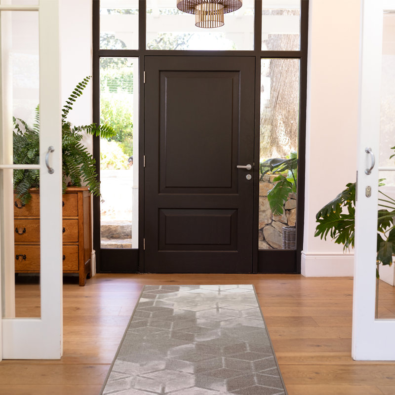 Tapis géométrique touffeté brun, Tapis de couloir 2 pi 2 po x 31 pi