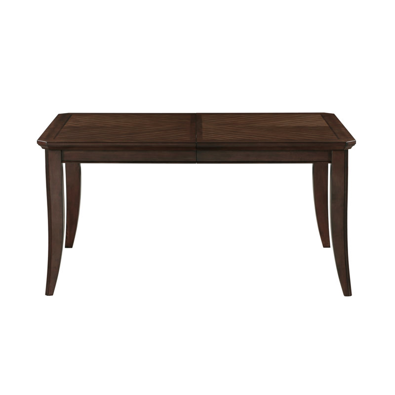 Traditional Dining Table with Extension Leaf Cherry Finish with Dark Walnut Inlay Wooden Formal Dinng Room Furniture