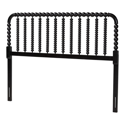 Baxton Studio Finley Turned Bobbin Headboard - Crafted Wood Panel with Decorative Spindle Design for Cottage Farmhouse Bedroom, Queen, Black