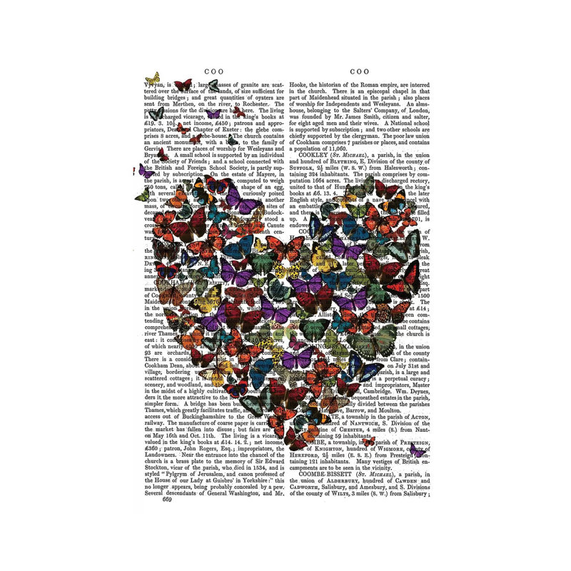 Butterfly Heart by Fab Funky - Wrapped Canvas Print, 66.04 cm H x 45.72 cm W x 1.91 cm D
