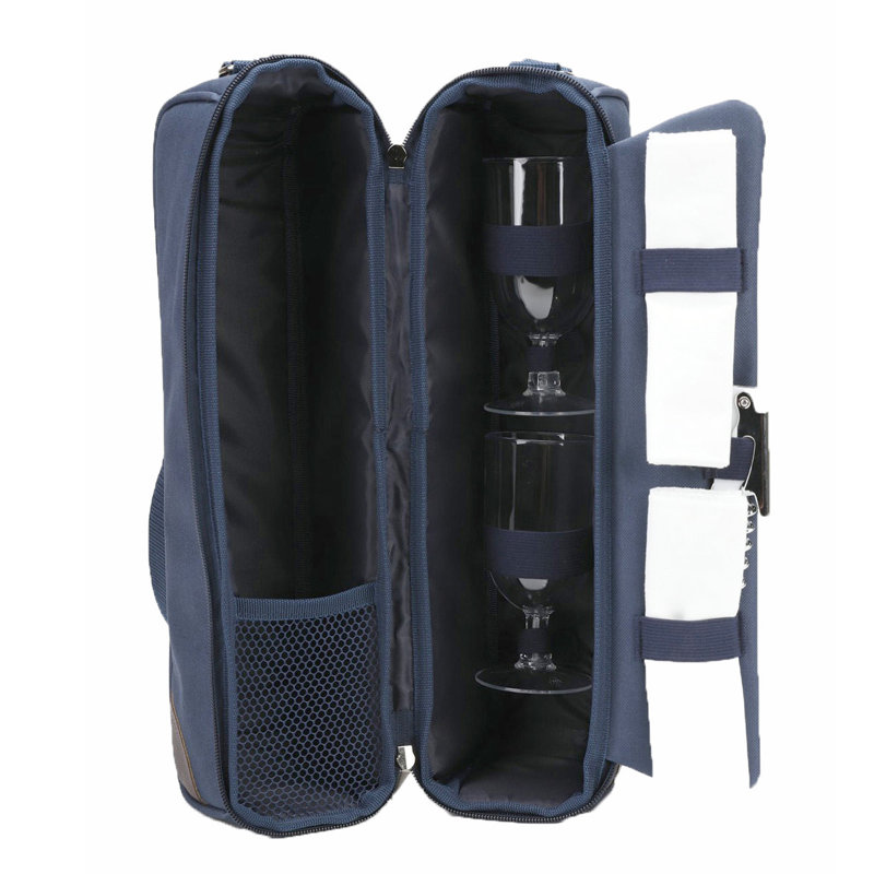 Ensemble de sac à vin isolé et portatif avec deux verres à vin