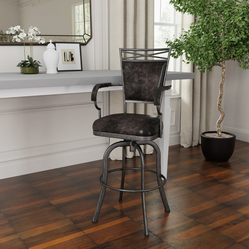 Tabouret pivotant Kazuho, Tabouret de bar d'une hauteur de siège de 30 po, Gris foncé