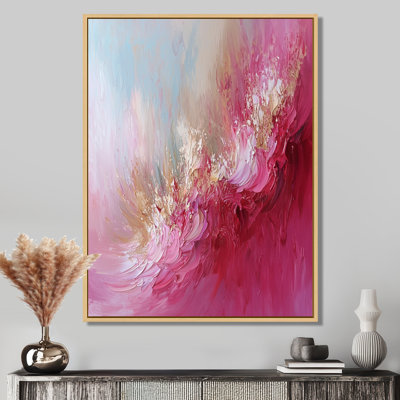 «Gold and Pink Ocean Ink Harmony III», peinture abstraite, art mural