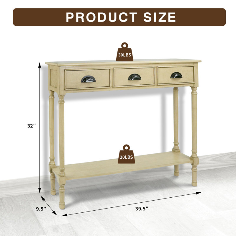 Console en bois massif de 39,5 po Pearsall, Sahara