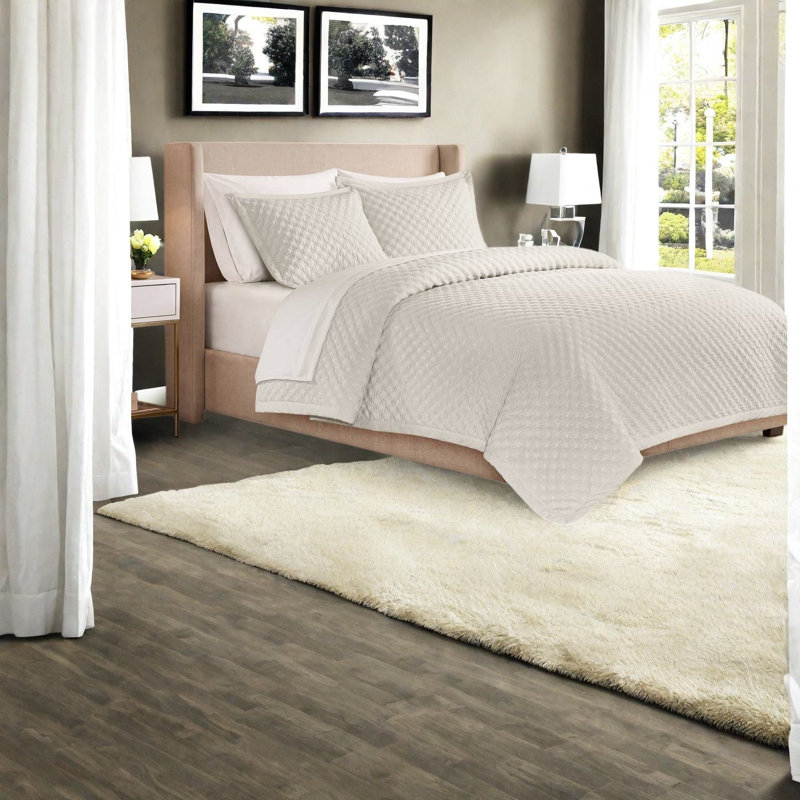 Ensemble de literie moderne en velours pour grand lit, couvre-lit matelassé blanc 3 pièces