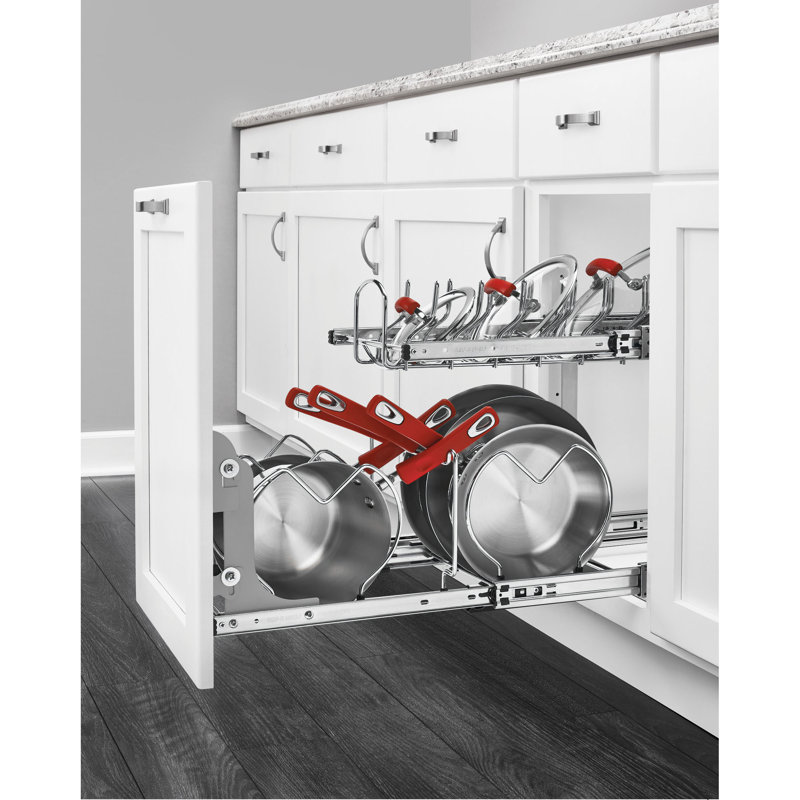 Chrome 2-Tier Pullout Cabinet Organizer for Pots and Pans