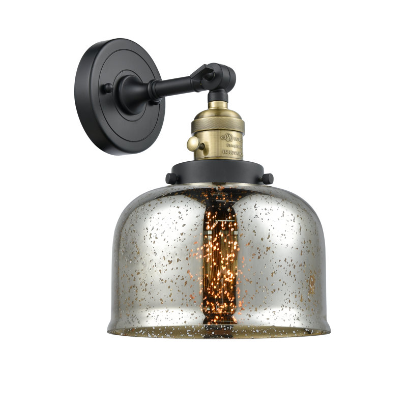 Applique murale 1 lumière 5 po Bell, Ampoule à DEL rétro de 3,5 W, Argent mercuré, Laiton antique noir