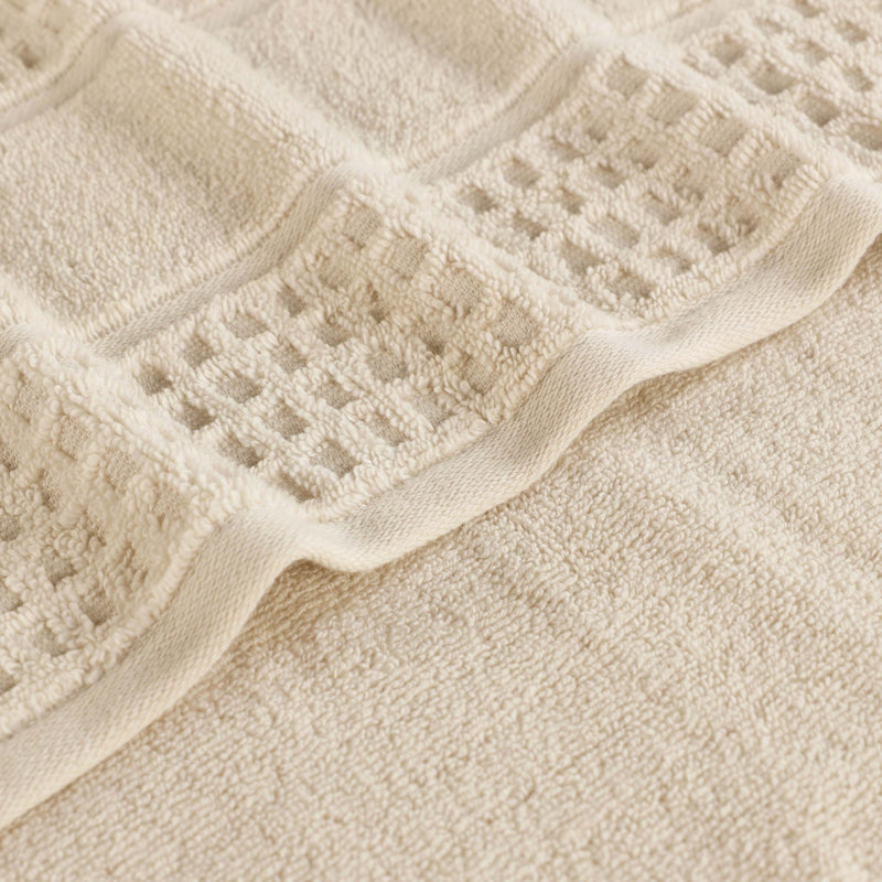  Ensemble de serviettes en coton Zero-Twist - texture gaufrée nid d'abeille - séchage rapide, Ivoire ivoire