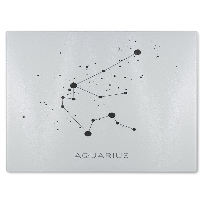 Star Constellation Zodiac Aquarius Dining Glass Chopping Board, 40cm L x 28cm W