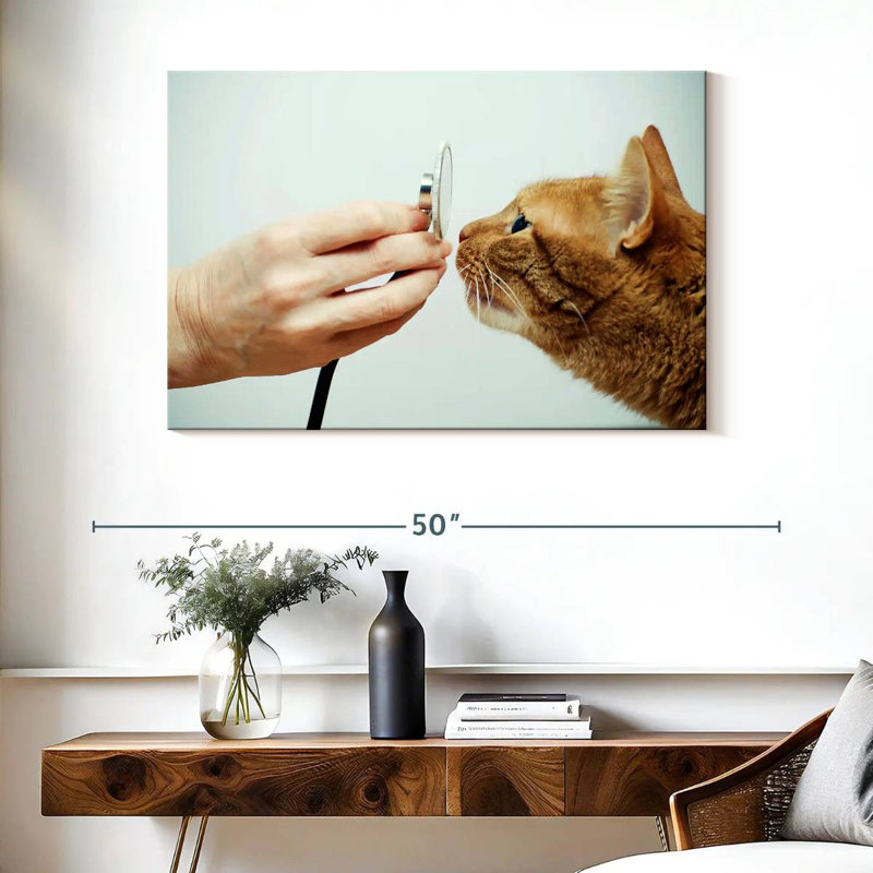 Chat chat sur toile, H 26 po x l 39 po x P 1,25 po