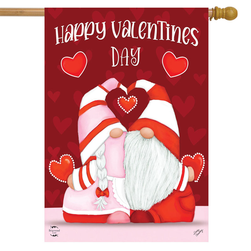 Joyeuse Saint-Valentin, drapeau de la maison des gnomes, Rouge / blanc Saint-Valentin
