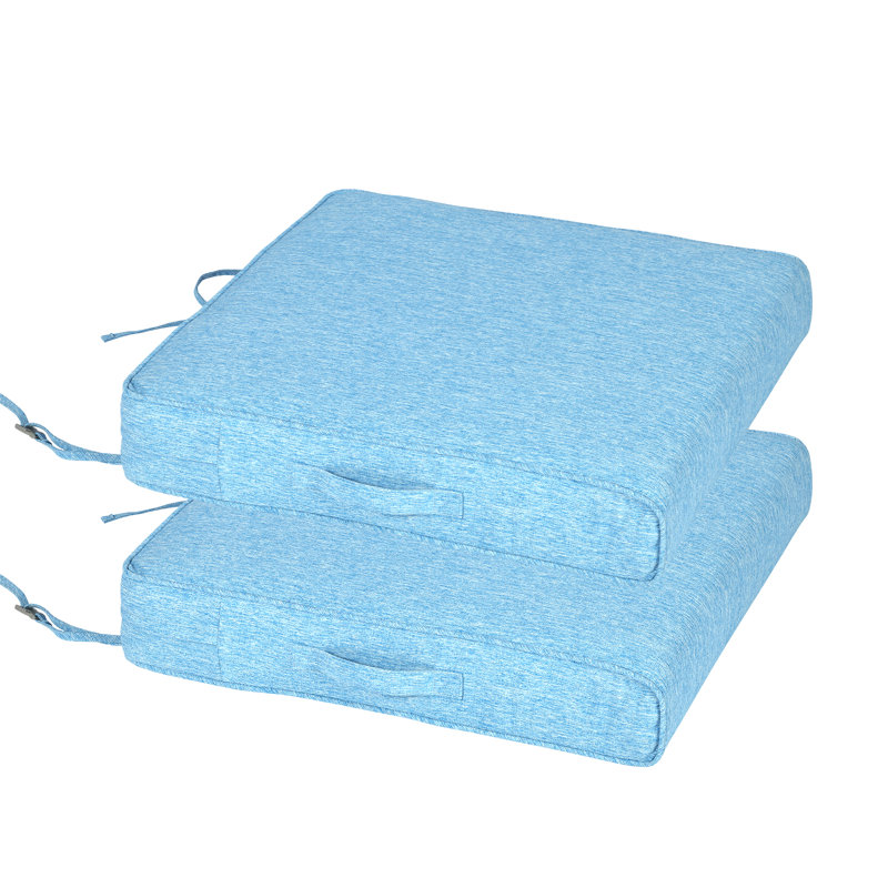 Aoodor Patio Chair Cushions Set, Lake Blue, 24" W x 24" D