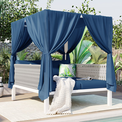 Chaise longue d'extérieur pour terrasse - siège à coussins épais en caoutchouc