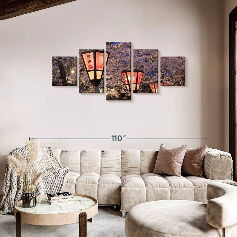 Sakura Lanterns, 36" H x 80" W