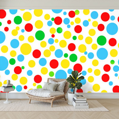Peel and Stick Wallpaper 144" W x 100" H Modern Self Adhesive Wall Mural for Bedroom Abstract Polka Dot  Circles