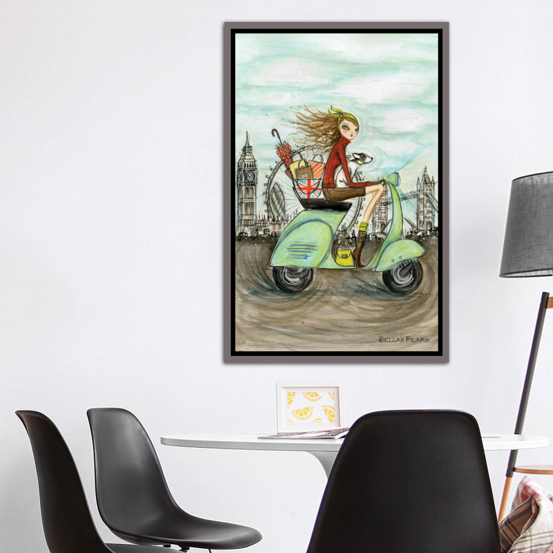 Art de londres, H 60 po x l 40po x P 1,5 po, Toile encadrée de bois rustique foncé
