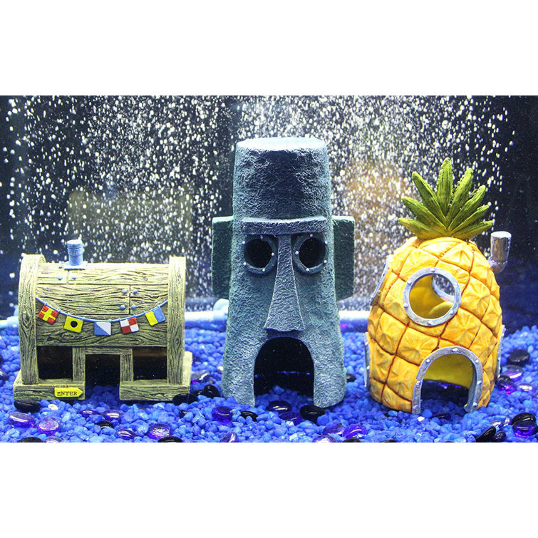 Penn Plax Spongebob Squarepants 3-piece Aquarium Ornament Bundle – Large