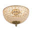 3-Light Antique Brass Crystal Bowl Flush Mount