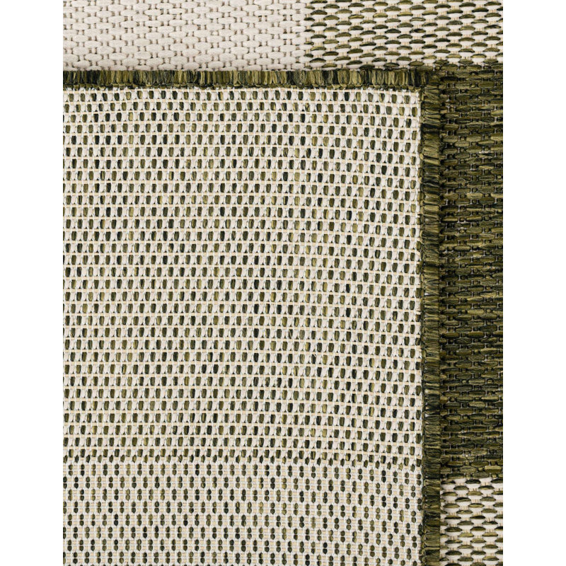 Tapis vert en polypropylène tissé à la machine Tereon, Tapis de couloir 2 pi x 6 pi 1 po