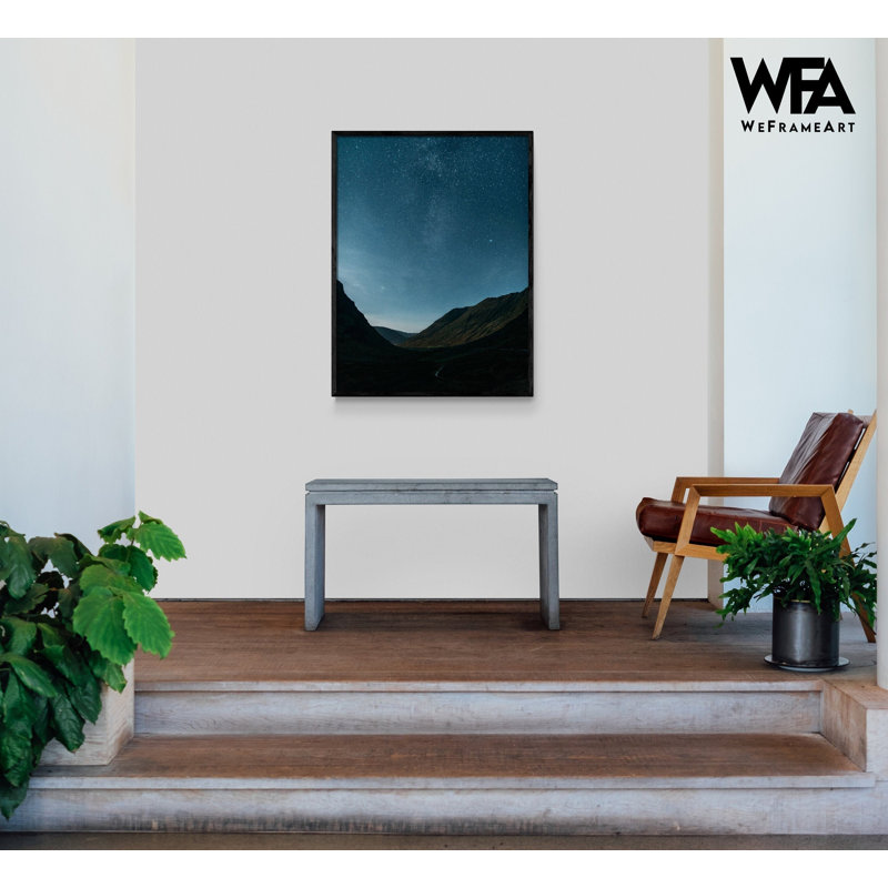 Art mural surdimensionné, ciel étoilé, H 42 po x l 56 po, Pas de tapis, Cadre simple noir