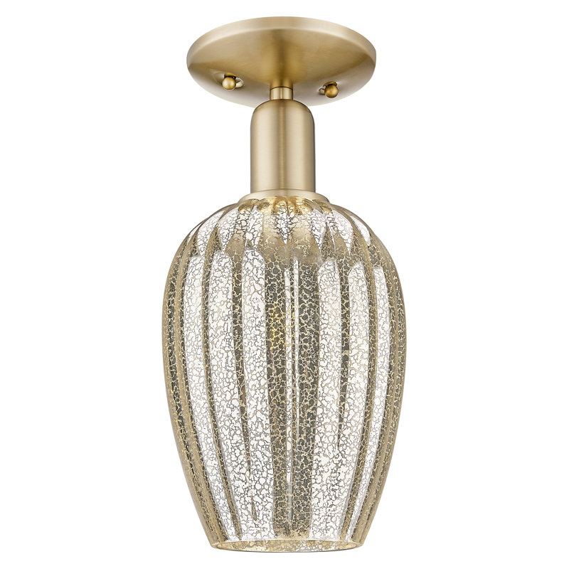 Downtown Urban - Cecil - 1 Light 6" Flute Shade Semi-Flush Mount - Champagne Bronze Finish , Mercury, Champagne Bronze