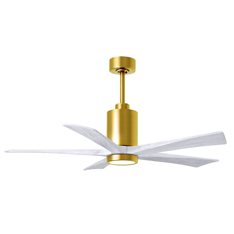 Patricia LED Downrod Ceiling Fan, Brushed Brass, Matte White