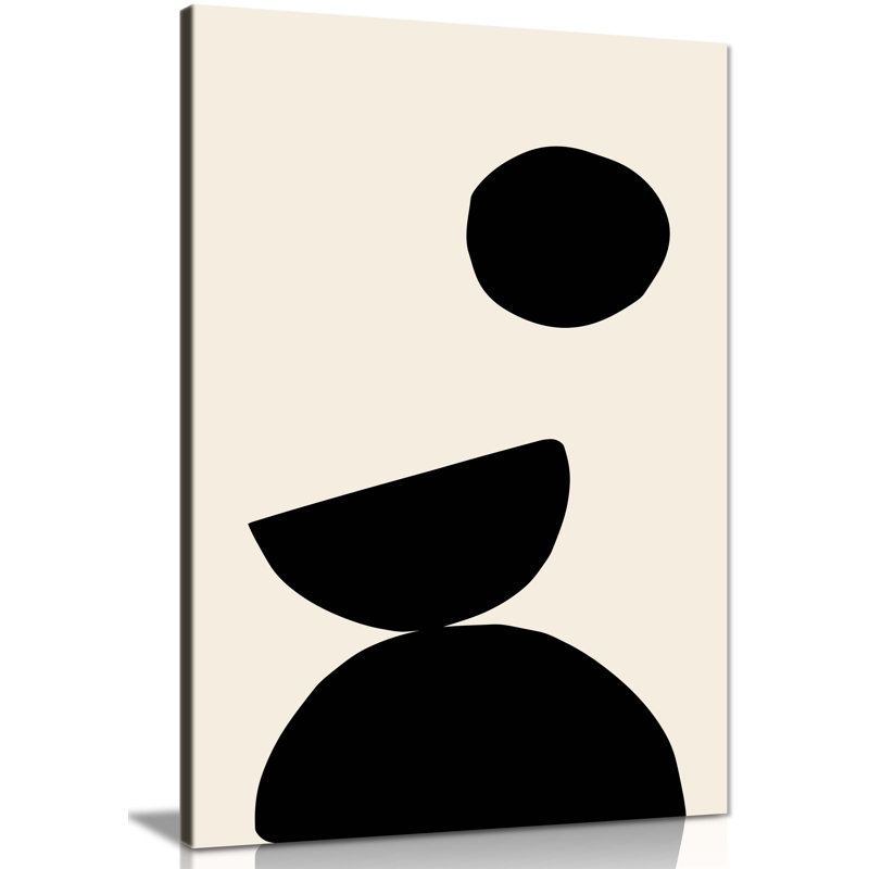 Minimalist Black Shapes 1 Piece Wrapped Canvas Wall Art, 46cm H x 31cm W x 1.8cm D