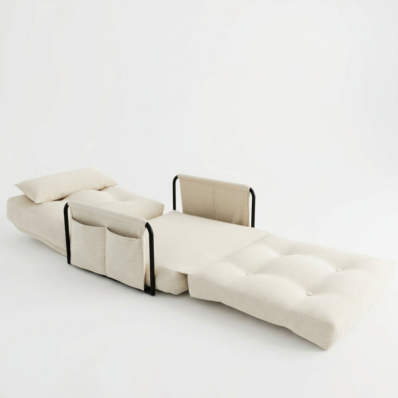 Fauteuil convertible 30,7 po en velours côtelé avec dossier réglable, fauteuil-lit pliable pour chambre d'ado, chambre de dortoir et petits espaces
