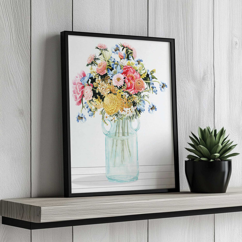 «Sunny Day Bouquet» par Cindy Jacobs, reproduction d'art, L 24 po x H 32 po, Argent, Impression encadrée